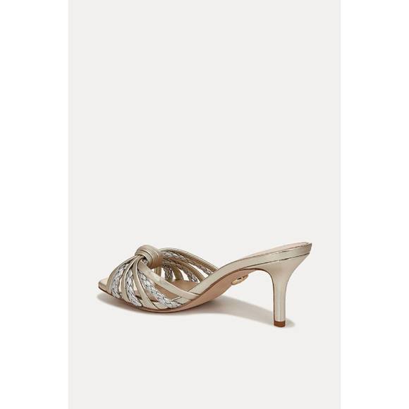 NEW VERONICA BEARD women's misa knot front heeled sandals in platinum